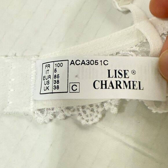 LISE CHARMEL Bra ACA3051 Underwire Unlined 38C Crystals Lace Embroidered White - Picture 9 of 11